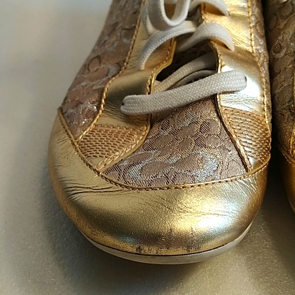 Gold and Brown Women's Sneakers Coach Size 8.5M - Picture 6 of 12